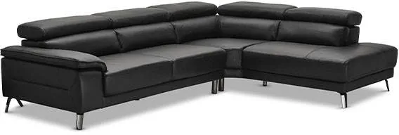 Napoli hjørnesofa med vip-funktion - sort læder - Højrevendt